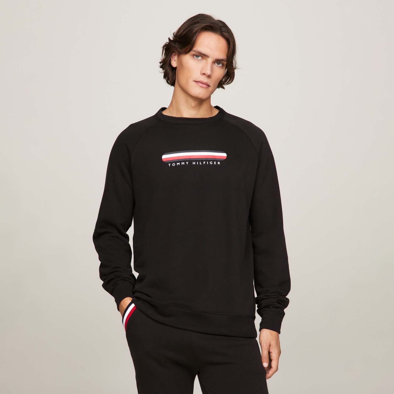 Herren Tommy Hilfiger Logo Trackjacke in Schwarz Image