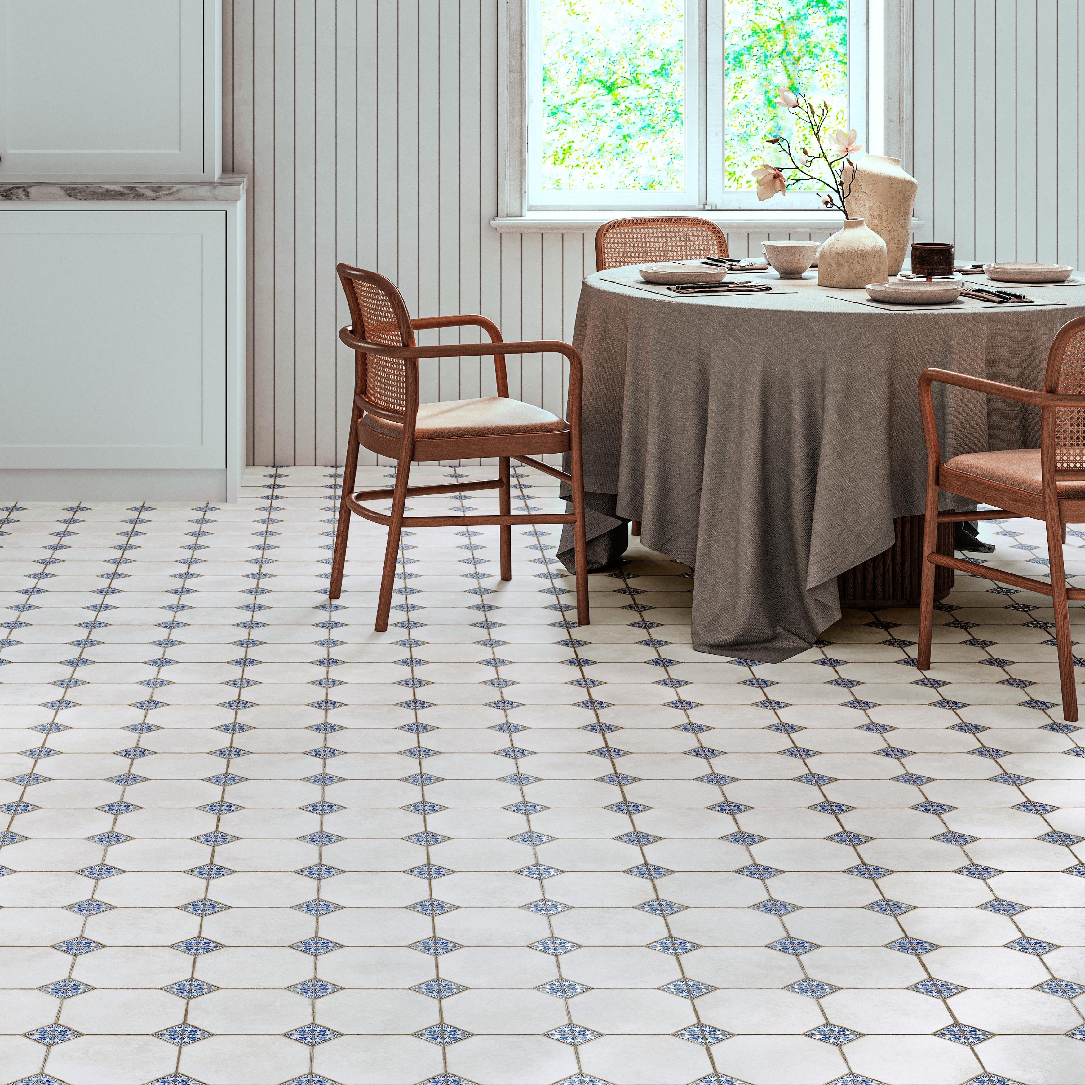 Merola Tile Englishtown Blue 12-7/8" x 12-7/8" Porcelain Floor and Wall Tile