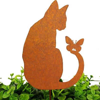Rostige Katze Gartendeko für Blumentopf, natürliche Rostpatina, Gartendeko Blume Retro für Garten, Image