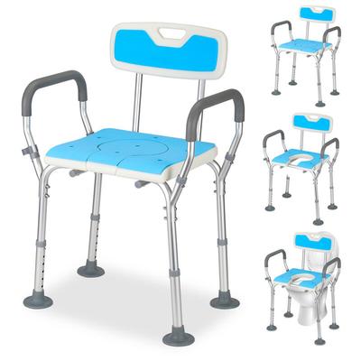 Duschhocker Badhocker Duschstuhl Höhenverstellbar - mit arm und rückenlehne bis 135kg 3 in 1 Image