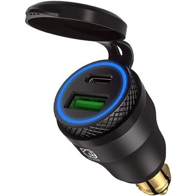 Lntyq - USB-Zigarettenanzünder-Adapter – für bmw, DIN/Hella Motorrad – EU-Stecker usb c pd 3.0 & qc Image