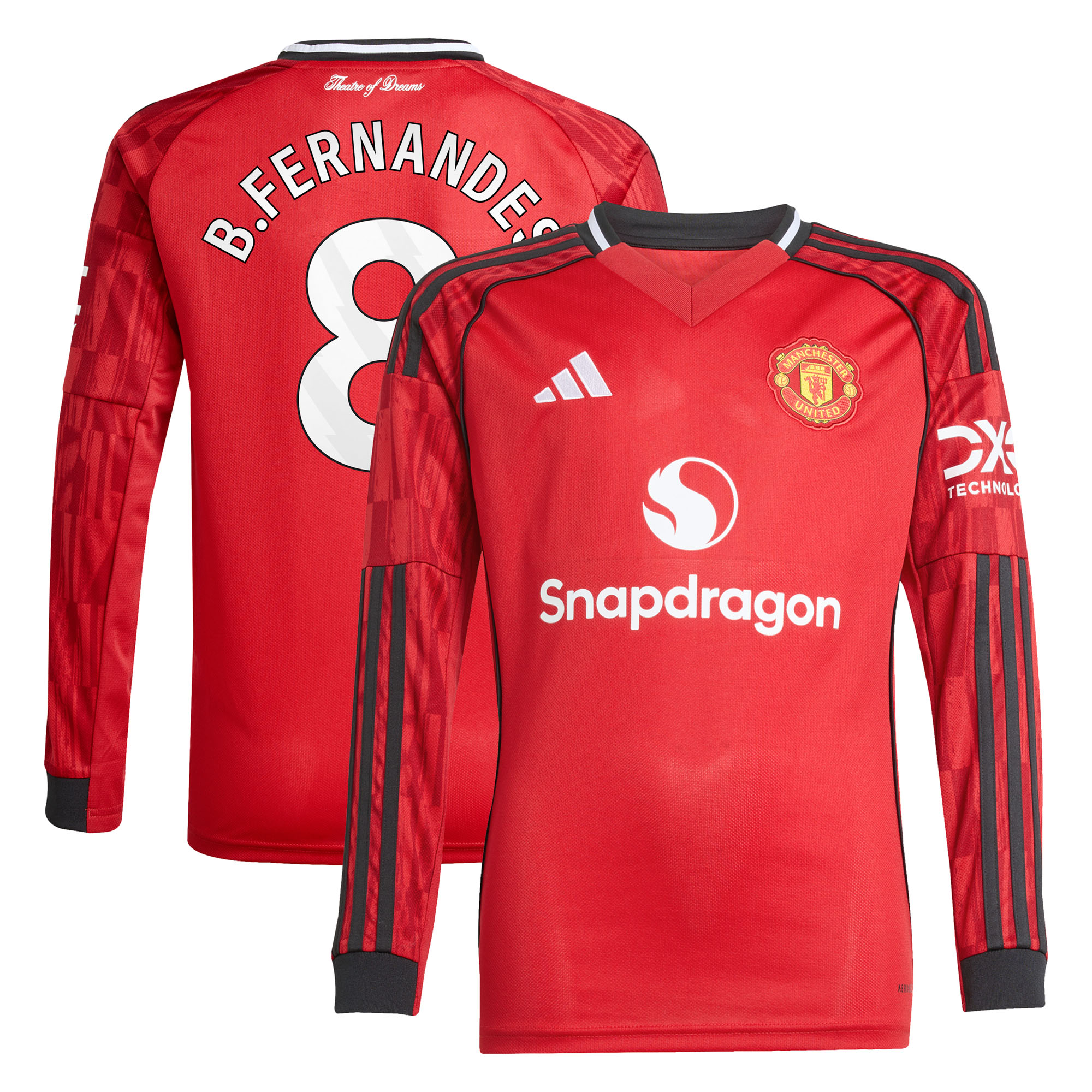 Manchester United adidas Heimtrikot 2025-26 -Kinder - Lange Ärmel mit Aufdruck B. Fernandes 8 Image