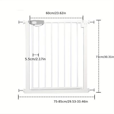 TEMU Pet Door Gate Safety Stair Gate No-drill Stair Gate For Stair Gate Automatic Close 180° Dual-opening Baby Safety Gate 75-115cm Wide White Black Image