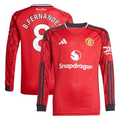 Manchester United adidas Heimtrikot 2025-26 -Kinder - Lange Ärmel mit Aufdruck B. Fernandes 8