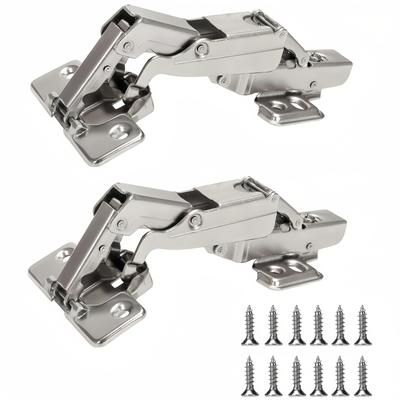 TEMU 2pcs 165° Concealed Soft Close Cabinet Hinges - Heavy-duty Metal Hydraulic Hinges For Lazy Susan Cabinets, Kitchen & Folding Doors, Surface Mount With Screws & Spacers, Hinges For Cabinets Image