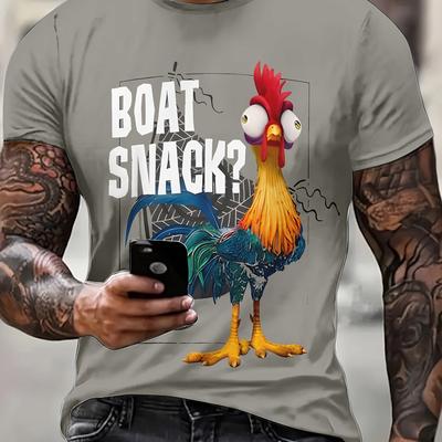 "TEMU Heihei "?" Retro Graphic T-shirt - 3d Round Neck Tee With Vibrant Colors, Machine Washable Regular Fit , T Shirt, Fun Wardrobe Addition, Design, Durable Print" Image