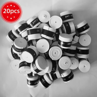 TEMU 20pcs Breathable Anti-slip Pu Racquet Grip Tape - Quick-dry, Comfortable For Tennis, Badminton, Racquet Sports - Durable Sports Handle Wrap For All Types Of Racquets - White
