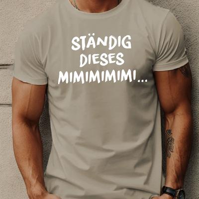 "TEMU Fun German Men's Graphic Short Sleeve T-shirt - " Diesses ..." Text Print, Light Beige Casual Summer Tee, Regular Fit, Machine Washable, Casual Attire, Print, Comfortable Wear" Image