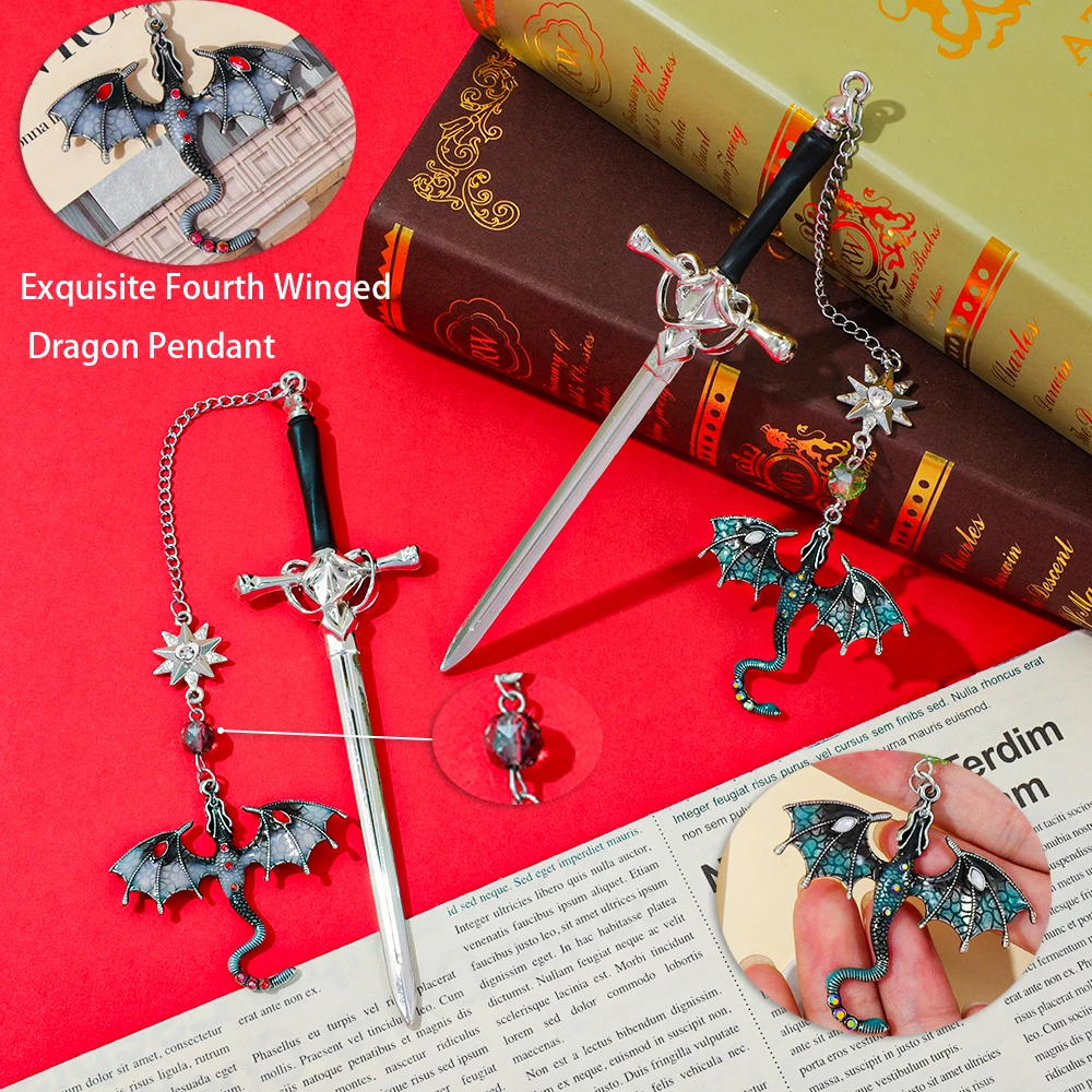 1/3PCS Fourth Wing Dragon Sword Bookmarks Fantasy Gothic Bookmarks Fourth Wing Enthusiasts Reading Accessories