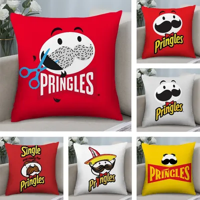 Klassischer P-Pringles-Kissenbezug aus Plüschstoff, weicher doppelseitiger Druck, Sofa-Kissenbezug, Überwurf-Kissenbezüge Image