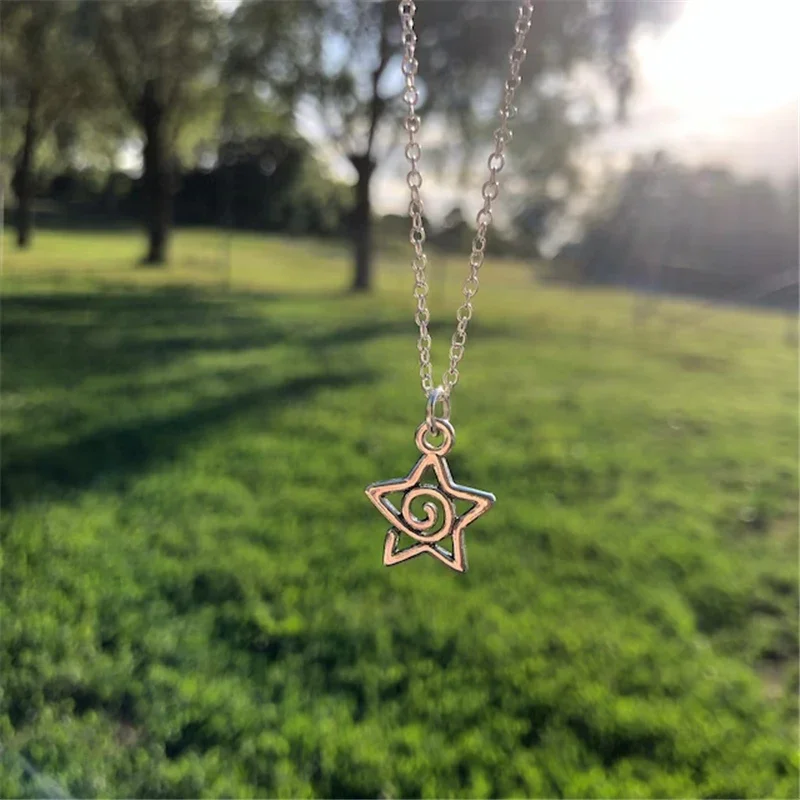 Hexe Silber Farbe Stern Halsketten Kette Paar himmlische beste Freunde Geschenk für Freund lange Halsketten Anhänger Männer Frauen Image