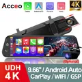 ACCEO 4K Dashcam Specchio Auto Dvr Wireless Carplay/Android Auto 10 Pollici Touch Screen Videoregistratore 1080P Telecamera Retrovisore GPS WIFI