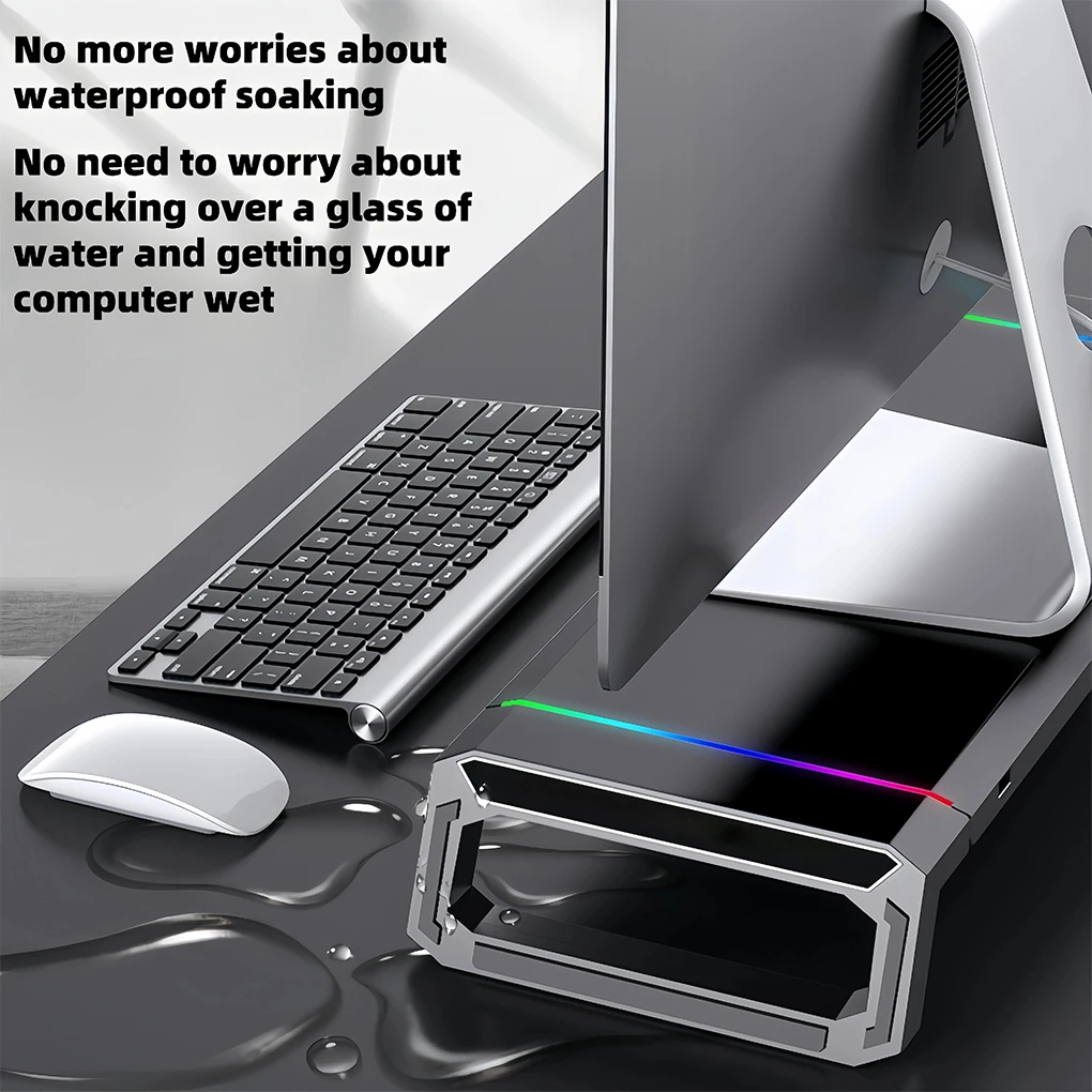 4USB PC Monitor Ständer 7-farbe RGB licht streifen Monitor Arm Lagerung Raum Bar Laptop Monitor Ständer Mit USB lade Image