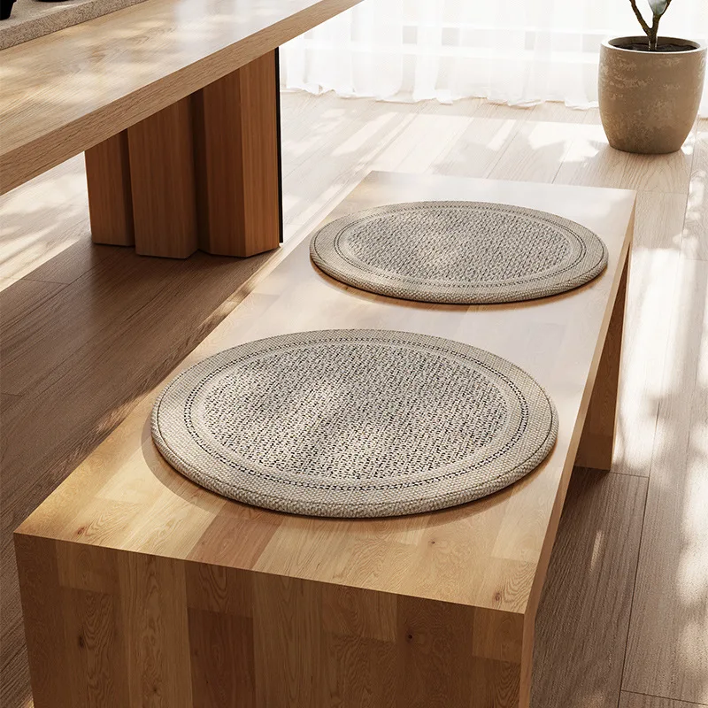 1 Stück rundes Kissen aus Eisseide – rutschfeste Vintage-Sorbet-Pad für Wohnzimmer, Reisen, runde Sommer-Stuhlkissen aus Eisseide im mittleren Stil Image