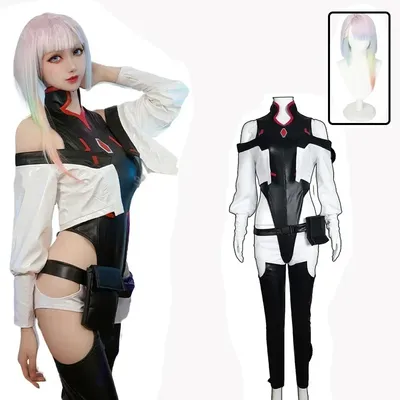 Cosplay Anime Cyberpunk Kostüm Edgerunners Lucy Bodysuit Overalls Jacke Perücke Voller Anzug Image