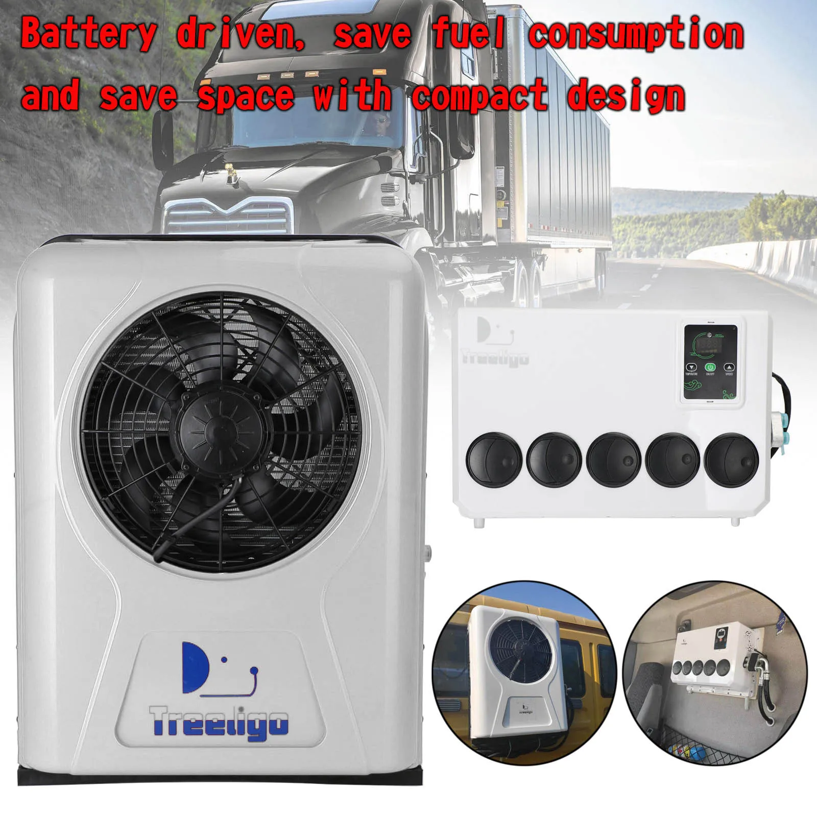 12 V 12000 BTU LKW-Kabine, Wohnmobil-Klimaanlage, geteilter Wechselstrom, passend für Semi-LKWs, Bus, Wohnwagen Image