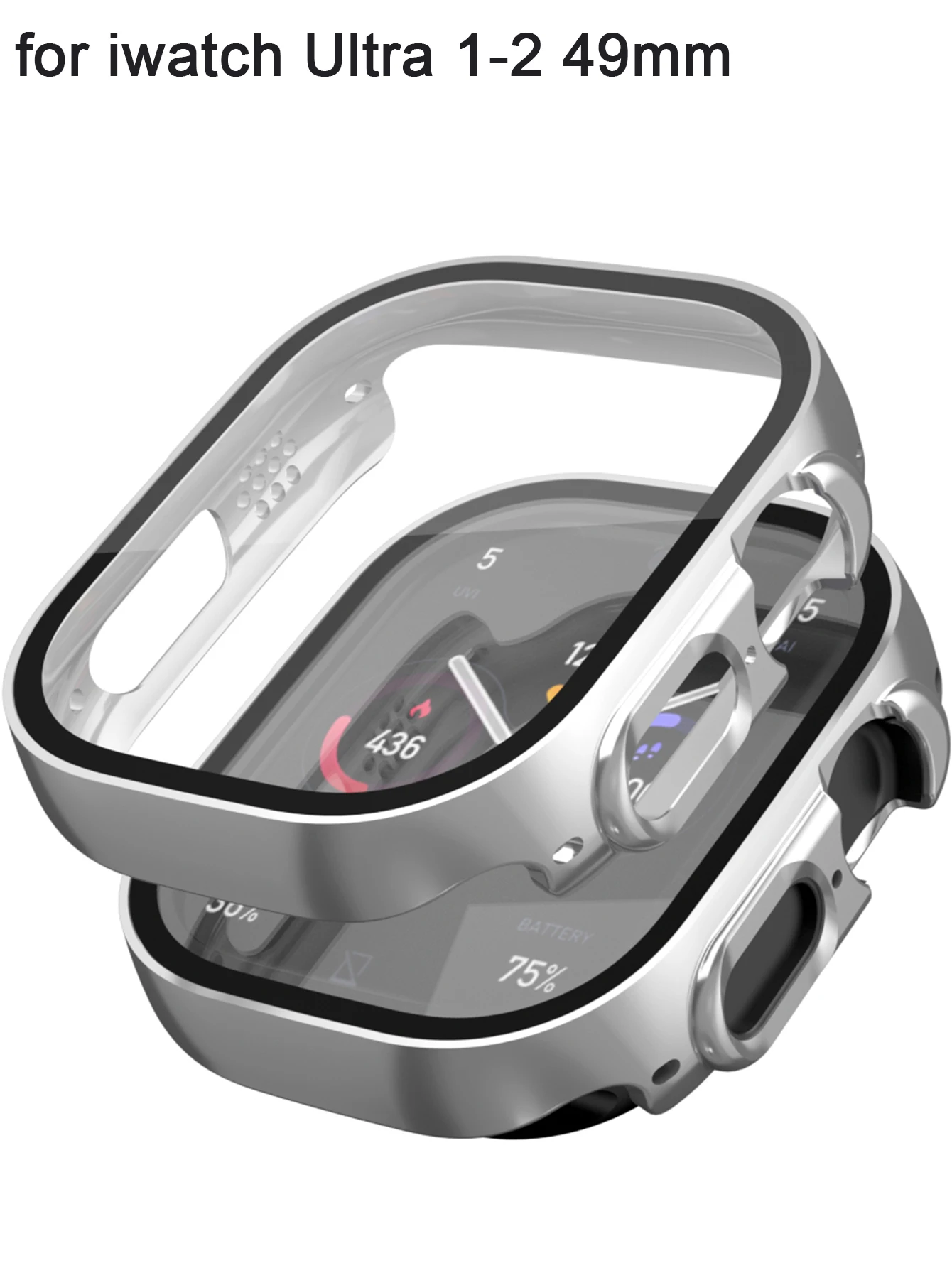 Glas + Hülle für Apple Watch Ultra 1-2 49 mm Smartwatch PC Bumper + Displayschutzfolie gehärtete Abdeckung iwatch Serie Ultra 49 mm Band Image