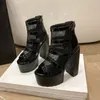 Schwarz 14CM High Heels Sandalen Gothic Peep Toe ZIPper Stiefeletten Frauen Atmungsaktive Mesh Sommer Wasserdichte Plattform Boot