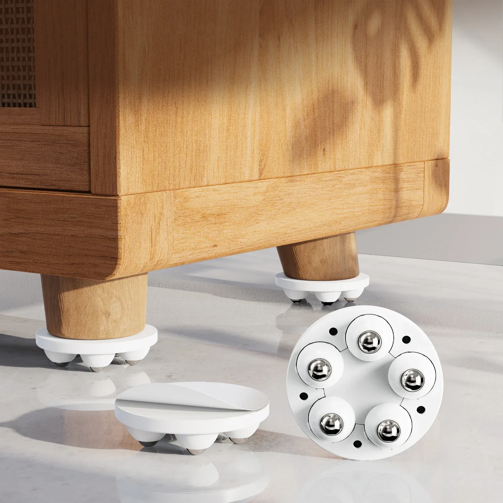 Eary 4 Stück verstellbare Möbel-Stuhlbeine, bewegliche Möbelfußpolster mit 5 Radrollen, Waschmaschinen-Riser, Bett, Sofa-Booster Image