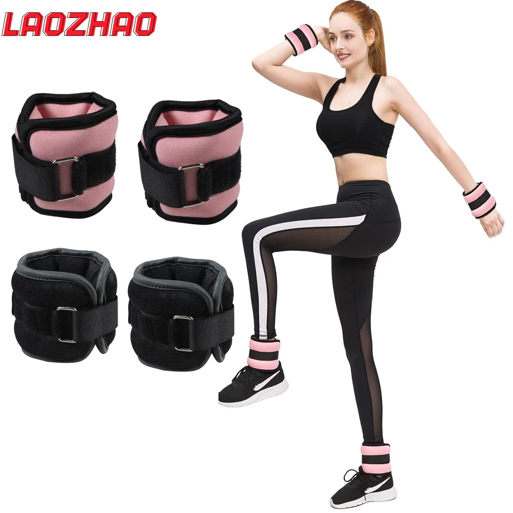 1 Paar verstellbare Knöchel- und Handgelenkgewichte (0,5 kg/1 kg) – Neopren-Bein-Armgurte für Laufen, Yoga – Krafttraining für Damen und Herren Image