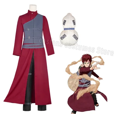 Anime Ninja Gaara Cosplay Kostüm Erwachsene Lange Mantel Ninjas Uniform Kürbis Tasche Vollen Satz Zubehör Anzug Halloween Party Outfits Image