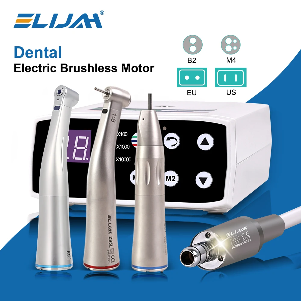 ELIJAH 2/4 Löcher Dental Klinische Bürstenlosen LED Micro Motor Fiber Optic Elektrische Mikromotor Handstück Odontologia Zahnmedizin Werkzeug Image