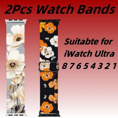 2 Stück Combo bedrucktes Band für Apple Watch Ultra 2 Band 49 mm 44 mm 40 mm 45 mm 41 mm 42 mm 38 mm Armband iWatch Serie 9 8 7 6 Se 3 Image