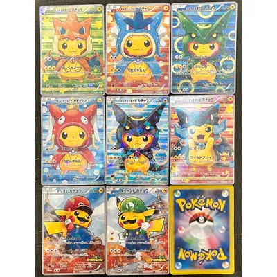 8PCS Pokemon Karten Pikachu Cosplay Charizard Giratina Rayquaza Spiegel Holo Shiny Pokemon TCG Image