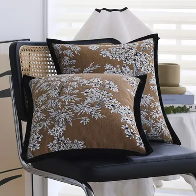 Weicher Blumen-Kissenbezug, 45,7 x 45,7 cm, Vintage-Jacquard-Kissenbezug für Sofa, Wohnzimmer, dekorativer Kissenbezug, Heimdekoration Image