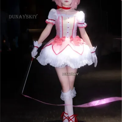 Cosplay anime kaname madoka cosplay kostüm magica kaname kleid perücke kaname madoka outfits für Image