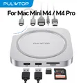Dock PULWTOP Mac Mini M4 con custodia SSD da 4 TB con HDMI 4K 60 Hz, 3 x USB A 2.0, SD/TF, audio/microfono, per Mac Mini M4/M4 Pro