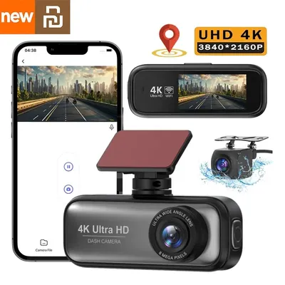 Xiami Youpin 4K Dual Dash Cam Front Rear WiFi GPS With Night Vision Parking Mode Loop Recording For IOS Android Driving Recorder