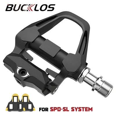 BUCKLOS Road Bike Pedals for SPD-SL Titanium Spindle Bicycle Self-Locking Pedal with Cleats Bike Race Pedals Bicycle Part