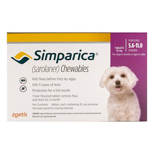 Simparica Floh & Zecke Kautabletten für Hunde 5.6-11 Lbs (Lila) 6 Dosen