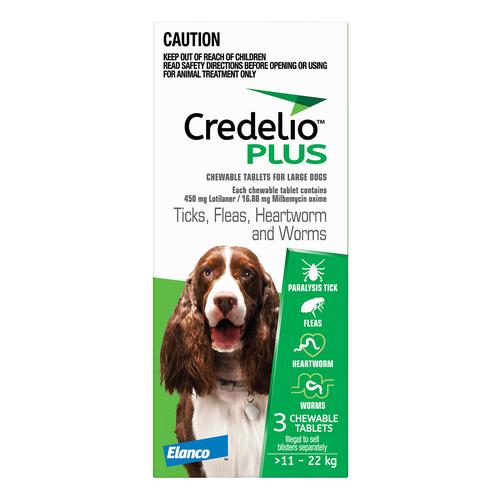 Credelio Plus für große Hunde 11-22kg (24 bis 48lbs) Grün 6 Kauartikel
