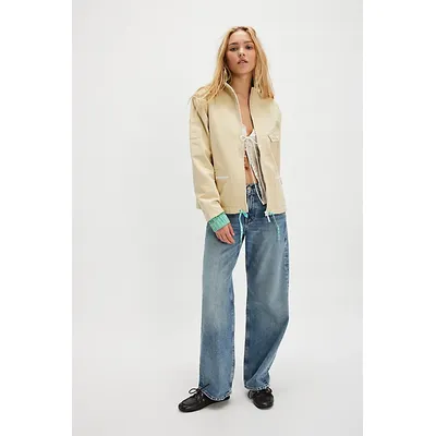 We The Free Top Down Jacket at Free People in Khaki Chino, Size: Large