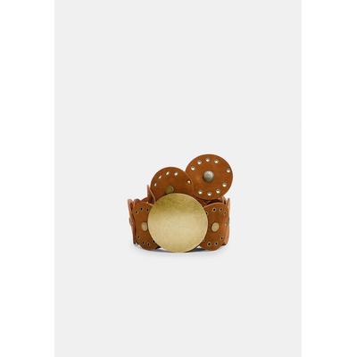 Stradivarius Boho belt with circles Pale camel 34