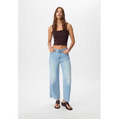 Stradivarius D96 cropped straight-fit jeans MEDIUM BLUE DENIM 14