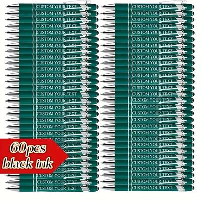 TEMU 60-pack Customizable Metal Ballpoint Pens With , , Smooth Writing, Ideal For Graduation, Thanksgiving, Parties - Non-washable, Location Print, Luxury Gift Idea Image