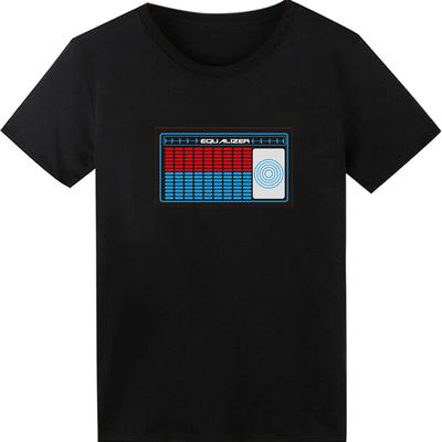 TEMU Led T-shirt With Sound Activated Equalizer, For Halloween, Edm Party, Hip Hop, Cosplay, Concert, Birthday, Dj Gift Funny Men's T-shirt, Casual Summer Men' Cotton Short Sleeve T-shirt Image