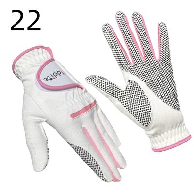 TEMU Women's Golf Gloves - Non-slip, Wear-resistant, Comfortable & Breathable For Outdoor Cycling And Golf Training, In White/pink/black, Pair, Suitable Image