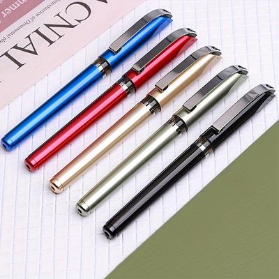 TEMU 5pcs High-end Metal Gel Pen, Black Ink, Durable And Smooth Writing, Suitable For Business And Office Use - Ideal Back-to- Gift Set, Writing Pe Image