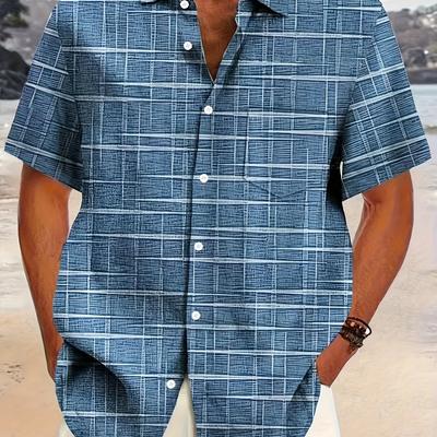 TEMU 's Short Sleeve Shirt -border European And American Plus Size Slim Fit Shirt, Plus Size Image
