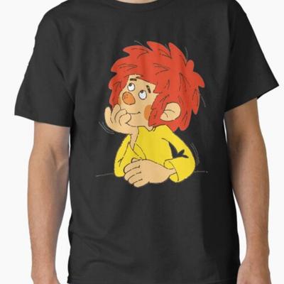 TEMU Denkfigur Men's & Unisex Short-sleeve Cotton T-shirt - Black Funny Print Crew Neck Tee, Casual Regular Fit For Summer Tours & Casual Attire Image