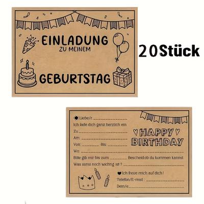 TEMU 15/ German-language Invitations, Birthday Party Invitations, Paper Invitation Cards, Creative Diy Handmade Birthday Invitations, Party Invitations Image