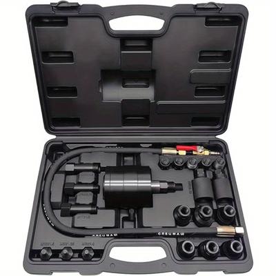 TEMU 21pcs Universal Pneumatic Fuel Injector Puller Tool Kit, Hydraulic Injector Extractor Set With 19 Adapters, Extraction Hammer, Extension Hose For Removing Injector Engines Image