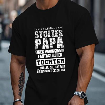 TEMU Men's German Dad Daughter Graphic T-shirt - Geometric Short Sleeve Summer Top, Breathable Round Neck Tee, Machine Washable Regular Fit Image