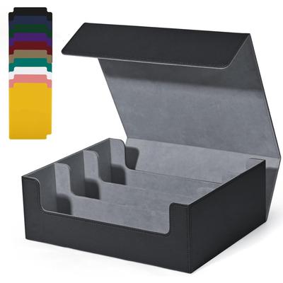 TEMU Trading Card Storage Boxes For 1800+ Cards, Premium Magnetic Deck Boxes, Leather Deck Case With Dividers, Playing Card Deck Boxes For Cards (black) Image