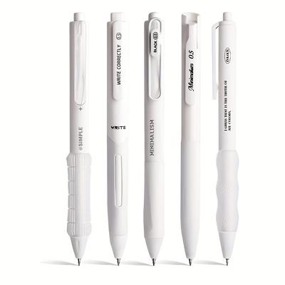 TEMU 5 Simple And Fashionable Gel Pen Sets, Solid Color, 0.5mm Fine Tip, Retractable, Fast Drying, Neutral Pen For Writing, Journal, School And Office Stationery Image
