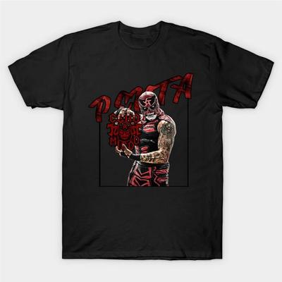TEMU Men's Jr. Graphic T-shirt - Black With Wrestling , Cotton Casual Fit Short Sleeve Round Neck Tee, Geometric Print For Wrestling Fans, Wrestling T Shirt Image